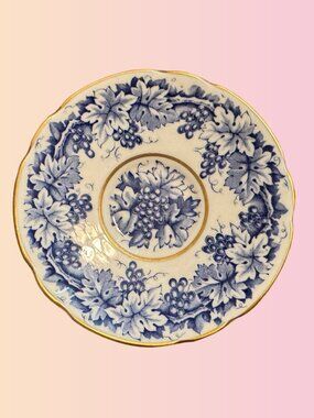 Vintage Paragon Bone China Saucer – Blue Floral & Gold Trim